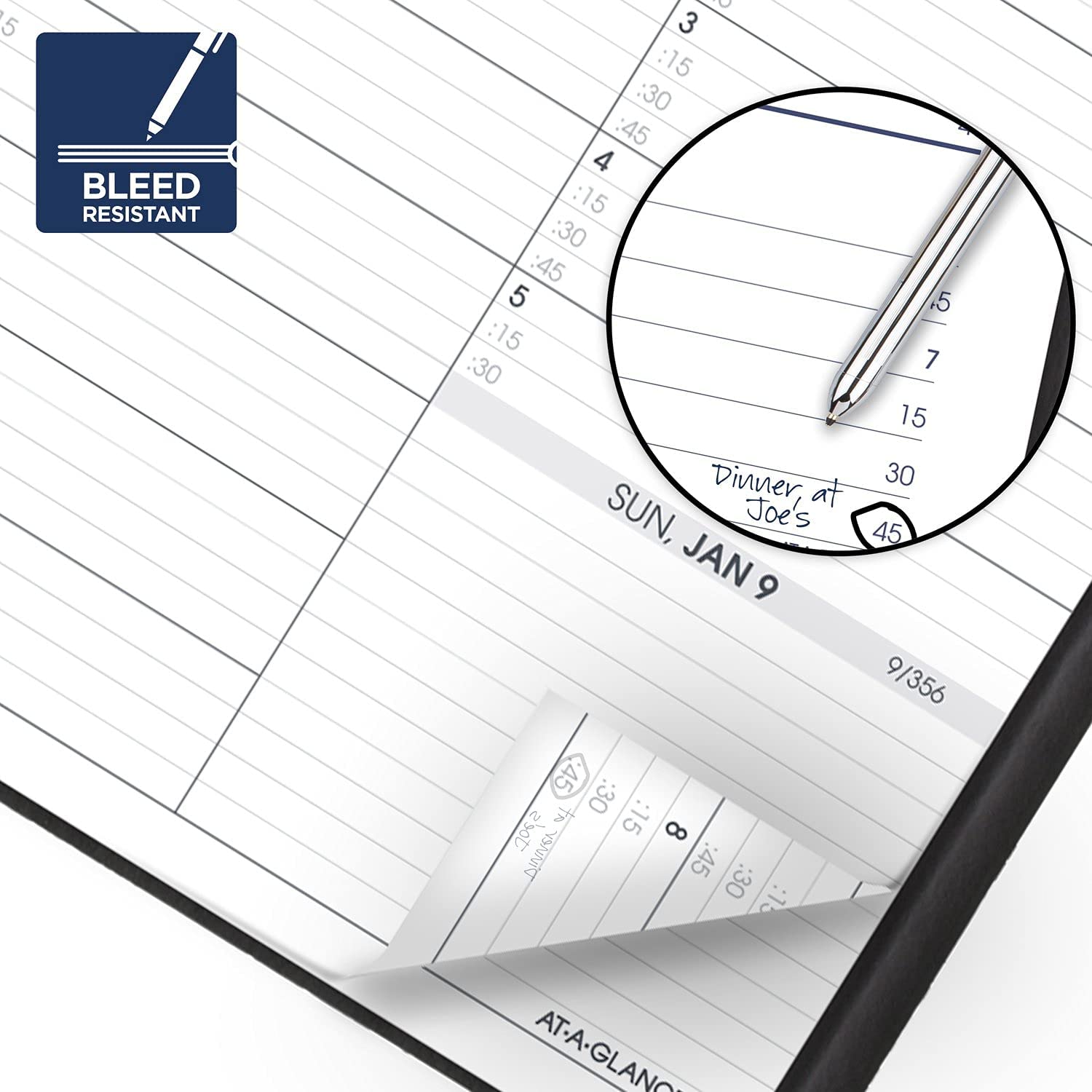 AT-A-GLANCE 2023 Weekly Planner, Quarter-Hourly Appointment Book, 8-1/4" x 11", Large, Black (7095005) - Image 3